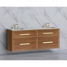 Madeli B455-72D-002-NW-HP-PC - Edge 72'' Wall hung Vanity Cabinet in Natural Walnut/HW: Handles Polished Chrome(PC)