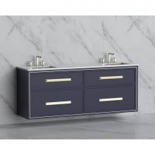 Madeli B455-72D-002-SA-HP-PC - Edge 72'' Wall hung Vanity Cabinet in Sapphire/HW: Handles Polished Chrome(PC)