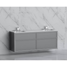 Madeli B455-72D-002-TG-NP-PC - Edge 72'' Wall hung Vanity Cabinet in Studio Grey/HW: No Handles - Inlay  Polished Chrom