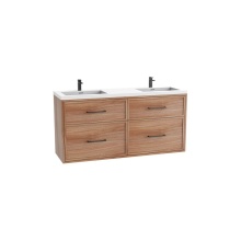 Madeli B456-60D-002-NW-HY-PC - Edge SE  60D'' Wall hung Vanity Cabinet in Natural Walnut/HW: Handles Polished Chrome(PC