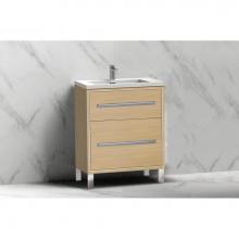 Madeli B460-24-001-LL-NO-HP-PC - Pinnacle  24'' Free Standing Vanity Cabinet in Natural Oak/HW:  Polished Chrome(PC)