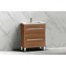 Madeli B460-24-001-LL-NW-NP-PC - Pinnacle  24'' Free Standing Vanity Cabinet in Natural Walnut/HW:  Polished Chrome(PC)