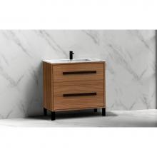 Madeli B460-30-001-LL-NW-MB - Madeli Pinnacle 30'' Free standing Vanity Cabinet in Natural Walnut/HW: Matte Black(MB)