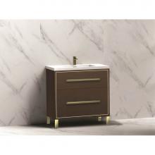 Madeli B460-30-001-LL-WA-BN - Madeli Pinnacle 30'' Free standing Vanity Cabinet in Walnut/HW: Brushed Nickel(BN)