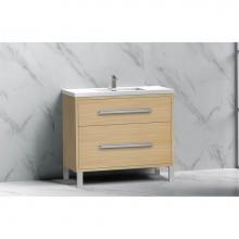 Madeli B460-36-001-LL-NO-NP-PC - Pinnacle  36'' Free Standing Vanity Cabinet in Natural Oak/HW:  Polished Chrome(PC)
