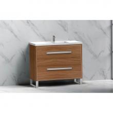 Madeli B460-36-001-LS-NW-NP-PC - Pinnacle  36'' Free Standing Vanity Cabinet in Natural Walnut/HW:  Polished Chrome(PC)