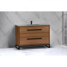 Madeli B460-48C-001-LC-NW-NP-PC - Pinnacle  48C'' Free Standing Vanity Cabinet in Natural Walnut/HW:  Polished Chrome(PC)