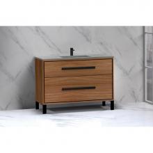 Madeli B460-48C-001-LL-NW-HP-PC - Pinnacle  48C'' Free Standing Vanity Cabinet in Natural Walnut/HW:  Polished Chrome(PC)