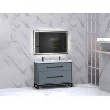 Madeli B460-48D-001-LC-TG-MB - Madeli Pinnacle 48D'' Free standing Vanity Cabinet in Studio Grey/HW: Matte Black(MB)