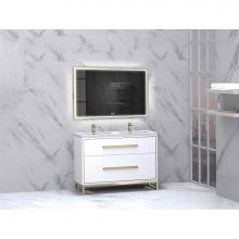 Madeli B460-48D-001-LC-WH-PN - Madeli Pinnacle 48D'' Free standing Vanity Cabinet in White/HW: Polished Nickel(PN)