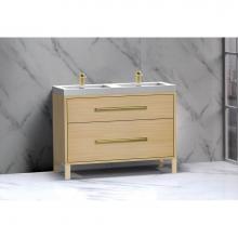 Madeli B460-48D-001-LL-NO-HP-PC - Pinnacle  48D'' Free Standing Vanity Cabinet in Natural Oak/HW:  Polished Chrome(PC)
