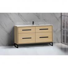 Madeli B460-60C-001-LC-NO-HP-PC - Pinnacle  60C'' Free Standing Vanity Cabinet in Natural Oak/HW:  Polished Chrome(PC)