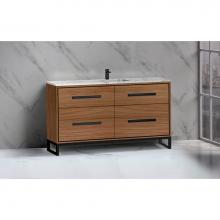 Madeli B460-60C-001-LC-NW-NP-PC - Pinnacle  60C'' Free Standing Vanity Cabinet in Natural Walnut/HW:  Polished Chrome(PC)
