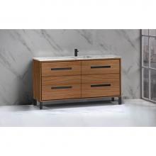 Madeli B460-60C-001-LL-NW-BN - Madeli Pinnacle 60C'' Free standing Vanity Cabinet in Natural Walnut/HW: Brushed Nickel(