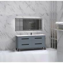 Madeli B460-60C-001-LL-TG-PN - Madeli Pinnacle 60C'' Free standing Vanity Cabinet in Studio Grey/HW: Polished Nickel(PN