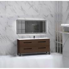Madeli B460-60C-001-LL-WA-BN - Madeli Pinnacle 60C'' Free standing Vanity Cabinet in Walnut/HW: Brushed Nickel(BN)