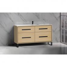 Madeli B460-60C-001-LS-NO-PN - Madeli Pinnacle 60C'' Free standing Vanity Cabinet in Natural Oak/HW: Polished Nickel(PN