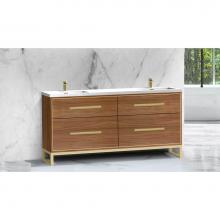 Madeli B460-72D-001-LC-NW-HP-PC - Pinnacle  72D'' Free Standing Vanity Cabinet in Natural Walnut/HW:  Polished Chrome(PC)