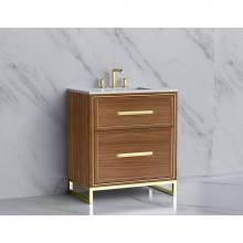 Madeli B465-30-001-LC-NW-HP-PC - Madeli Profile 30'' Free standing Vanity Cabinet in Natural Walnut/HW: Handle & Feet