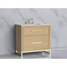 Madeli B465-36-001-LC-NO-HP-PC - Profile 36'' Free standing Vanity Cabinet in Natural Oak/HW: Polished Chrome(PC)