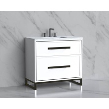 Madeli B465-36-001-LC-WH-HP-PC - Profile 36'' Free standing Vanity Cabinet in White/HW: Polished Chrome(PC)
