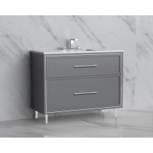 Madeli B465-42-001-LR-TG-HR-PC - Profile 42'' Free standing Vanity Cabinet in Studio Grey/HW: Handles/Feet Polished Chrom