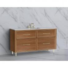 Madeli B465-60C-001-LR-NW-HR-PC - Profile 60C'' Free standing Vanity Cabinet in Natural Walnut/HW: Handle & Fee Polish