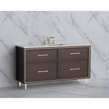 Madeli B465-60C-001-LR-WA-HR-PC - Profile 60C'' Free standing Vanity Cabinet in Walnut/HW: Polished Chrome(PC)