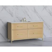 Madeli B465-60C-001-LY-NO-HY-PC - Profile 60C'' Free standing Vanity Cabinet in Natural Oak/HW: Polished Chrome(PC)