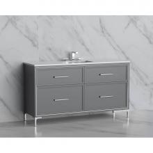 Madeli B465-60C-001-LY-TG-HY-PC - Profile 60C'' Free standing Vanity Cabinet in Studio Grey/HW: Handles/Feet in Polished C