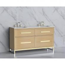 Madeli B465-60D-001-LC-NO-HP-PC - Profile 60D'' Free standing Vanity Cabinet in Natural Oak/HW: Polished Chrome(PC)