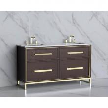 Madeli B465-60D-001-LC-WA-HP-PC - Profile 60D'' Free standing Vanity Cabinet in Walnut/HW: Polished Chrome(PC)