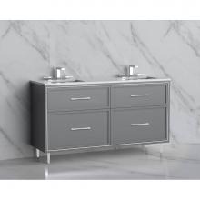 Madeli B465-60D-001-LR-TG-HR-PC - Profile 60D'' Free standing Vanity Cabinet in Studio Grey/HW: Handles/Feet Polished Chro