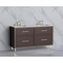 Madeli B465-60D-001-LR-WA-HR-PC - Profile 60D'' Free standing Vanity Cabinet in Walnut/HW: Polished Chrome(PC)