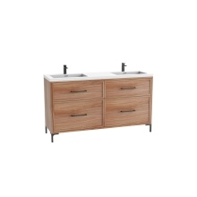 Madeli B466-60D-001-LY-NW-HY-PC - Profile SE 60D'' Free standing Vanity Cabinet in Natural Walnut/HW: Polished Chrome(PC)