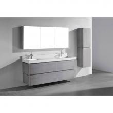 Madeli B500-72D-002-AG - Cube 72D'' Wall hung  Vanity Cabinet in Ash Grey