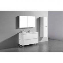 Madeli B600-48D-001-LS-WH-PC - Metro 48D'' Free Standing  Vanity Cabinet in  White/HW: Polished Chrome(PC)