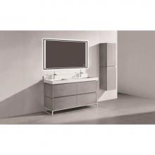 Madeli B600-60D-001-LC-AG-PC - Metro 60D'' Free Standing  Vanity Cabinet in Ash Grey/HW: Polished Chrome(PC)