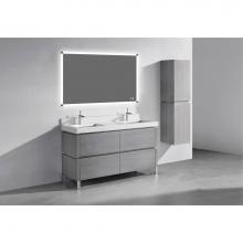 Madeli B600-60D-001-LL-AG-PC - Metro 60D'' Free Standing  Vanity Cabinet in Ash Grey/HW: Polished Chrome(PC)