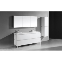 Madeli B600-72D-001-LL-WH-PC - Metro 72D'' Free Standing  Vanity Cabinet in  White/HW: Polished Chrome(PC)