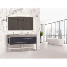 Madeli B810-60D-001-SA-PC - Silhouette 60D'' Free standing Vanity Sapphire/HW: Polished Chrome(PC)