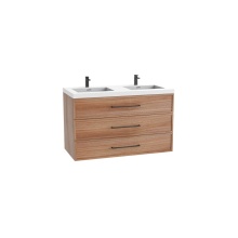 Madeli B825-48D-002-NW-HY-PC - Legend 48D'' Wall hung Vanity Cabinet Natural Walnut Finish/HW: Polished Chrome(PC)