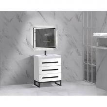 Madeli B830-24-001-LC-WH-NP-PC - Icon 24'' Free standing Vanity Cabinet in White/HW: Polished Chrome(PC)