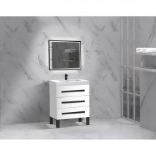 Madeli B830-24-001-LL-WH-HP-PC - Icon 24'' Free standing Vanity Cabinet in White/HW: Polished Chrome(PC)