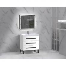 Madeli B830-30-001-LL-WH-NP-PC - Icon 30'' Free standing Vanity Cabinet in White/HW: Polished Chrome(PC)