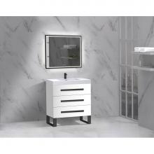 Madeli B830-30-001-LS-WH-HP-PC - Icon 30'' Free standing Vanity Cabinet in White/HW: Polished Chrome(PC)