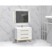 Madeli B830-36-001-LC-WH-NP-PC - Icon 36'' Free standing Vanity Cabinet in White/HW: Polished Chrome(PC)