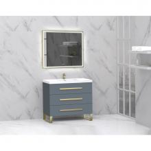 Madeli B830-36-001-LS-TG-HP-PC - Icon 36'' Free standing Vanity Cabinet in Studio Grey/HW: Polished Chrome(PC)
