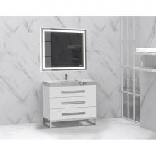 Madeli B830-42-001-LC-WH-HP-PC - Icon 42'' Free standing Vanity Cabinet in White/HW: Polished Chrome(PC)