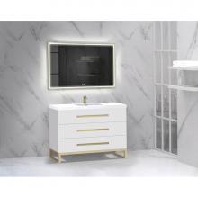 Madeli B830-48C-001-LC-WH-NP-PC - Icon 48C'' Free standing Vanity Cabinet in White/HW: Polished Chrome(PC)